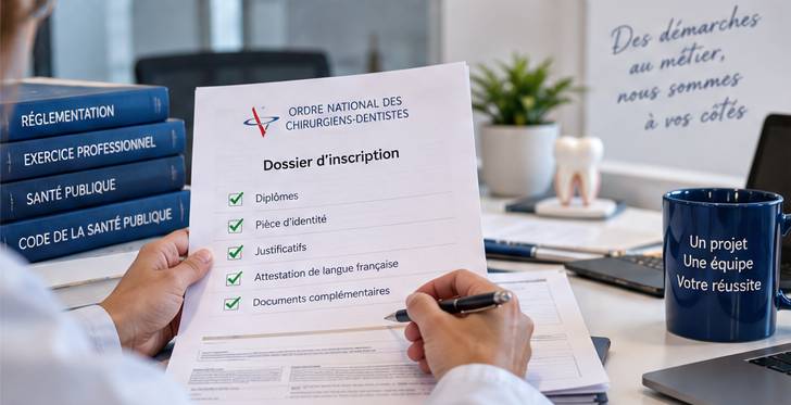Préparation du dossier d'inscription à l'Ordre des chirurgiens-dentistes en France